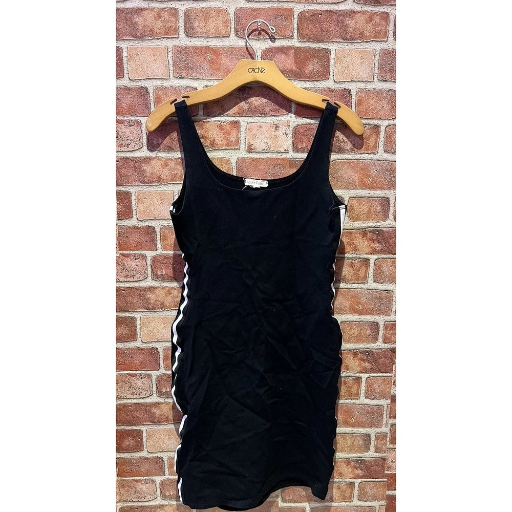 RollaCoaster Women's Size M Casual Asymmetrical Fitted BlackDress W/White‎ Sides